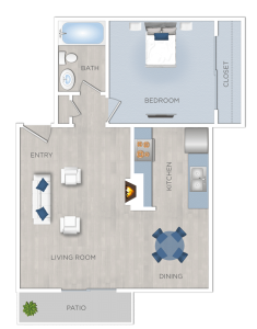 White Oak Apartments in Encino A floor plan of a two bedroom apartment available for rent at White Oak Apartments in Encino.